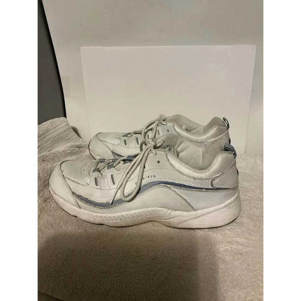 Easy Spirit Rome Women’s Walking Shoes White Blue Leather Lace Up Sneakers SZ 10